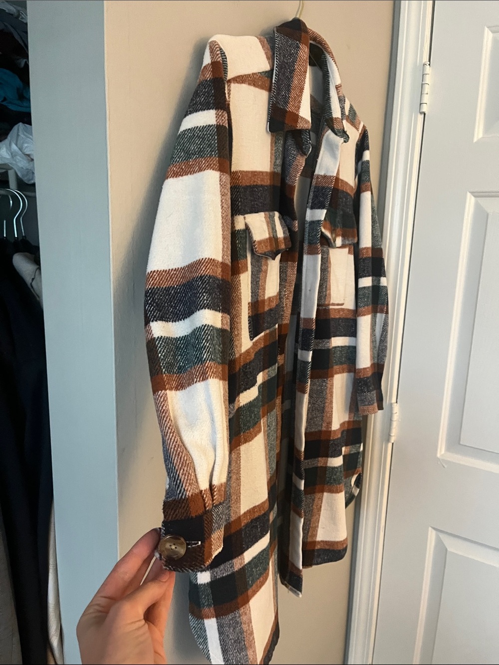Plaid Button-Up Shacket - Picture 2 of 5